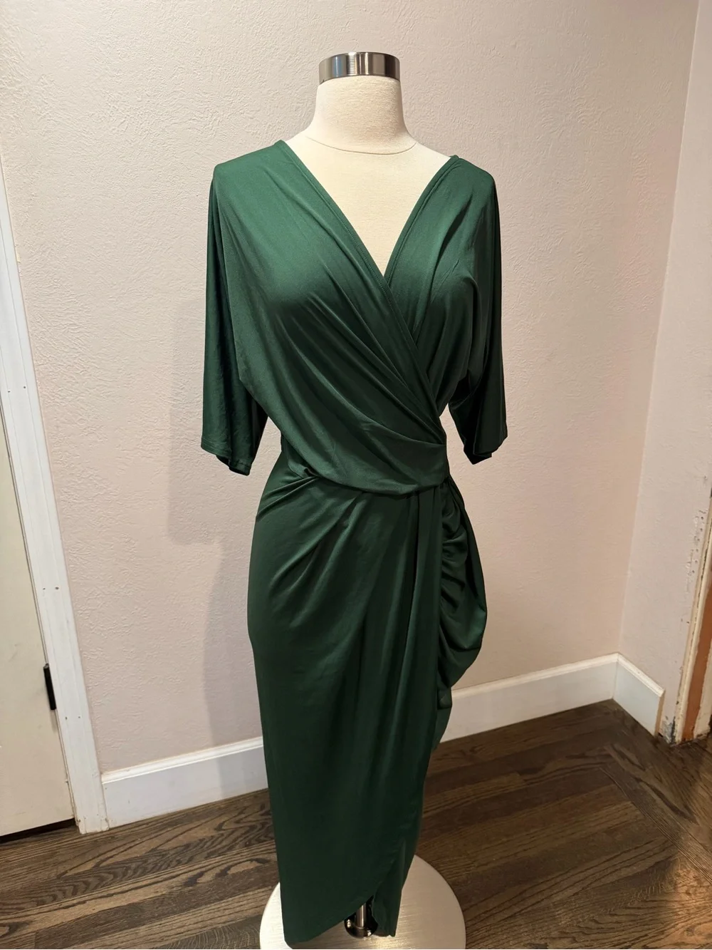 Baltic Born Solana Ruched Hunter Green Dress - Picture 3 of 5
